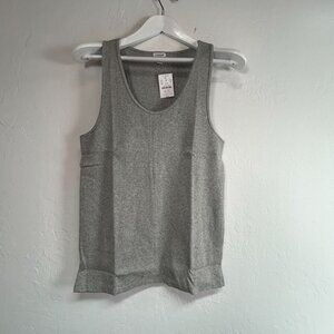 J.Crew Women's Ribbed Cotton Tank Top Large Gray Scoop Neck AY276 Casual New
